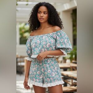 FANCY INDIAN BLOCK PRINT FLORAL OUTFIT SIZE SMALL